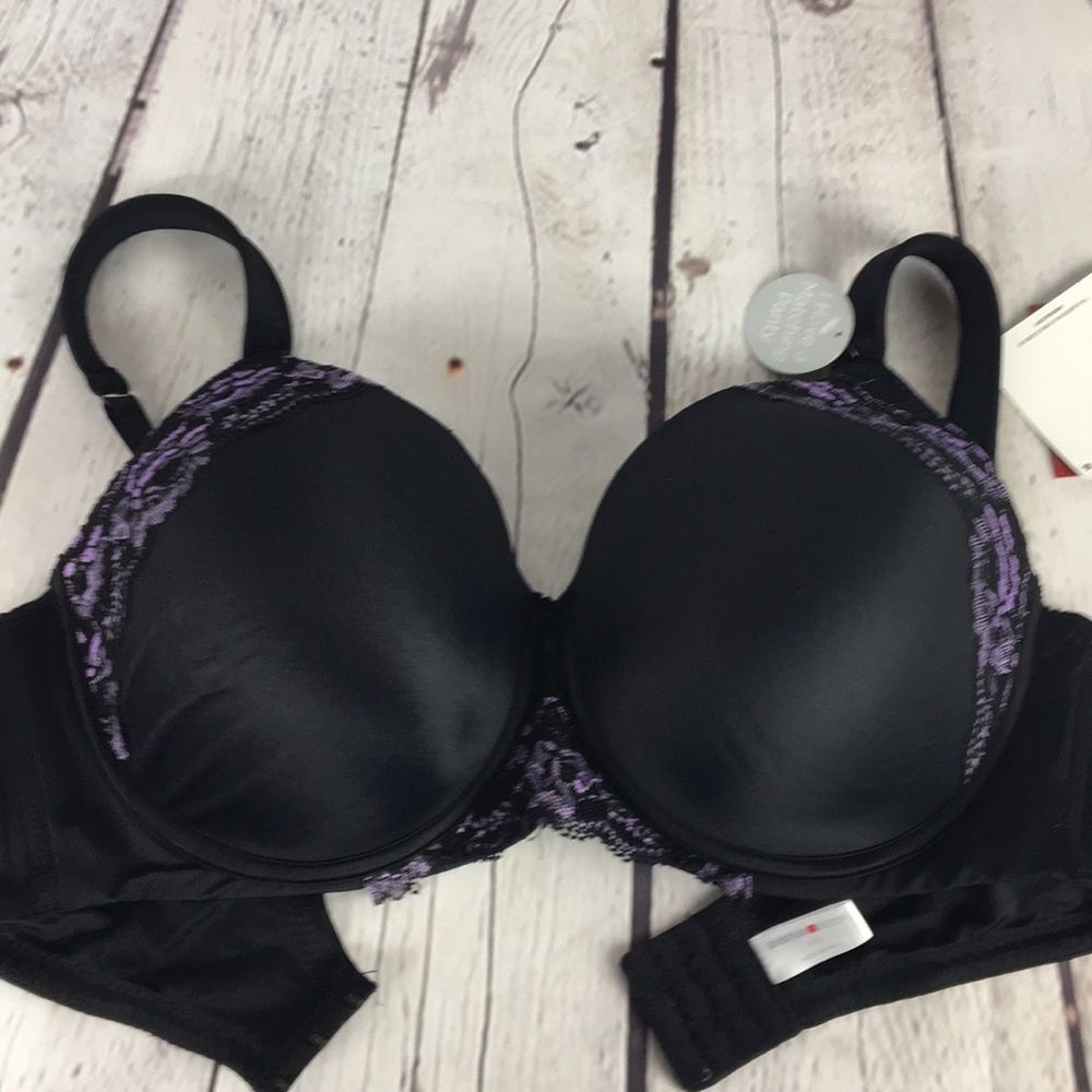 Avenue Body 42D 'The Dream Curves' Bra Black / Purple Lace NWT New with …